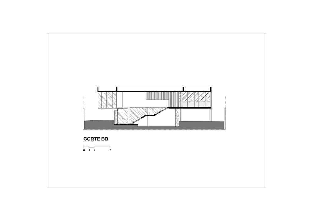 House 7 Patios supported on slope with vegetation by TETRO Arquitetura 1