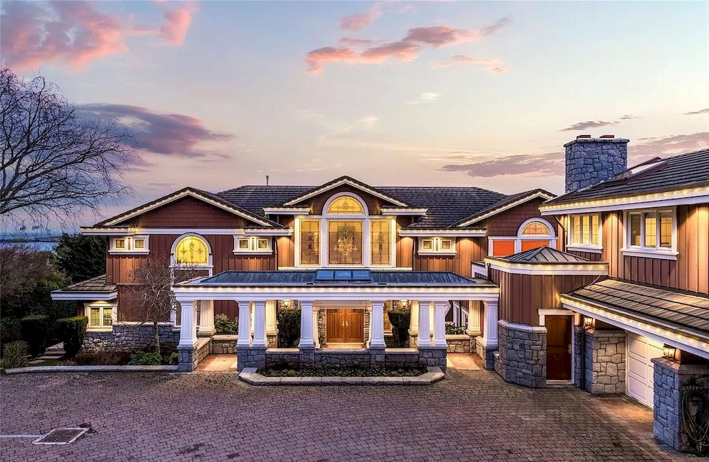 The House in Oak Bay is entertainment haven complete with resort style living with a pool, hot tub, expansive patio sections including covered sections & oceanfront setting with beach access now available for sale