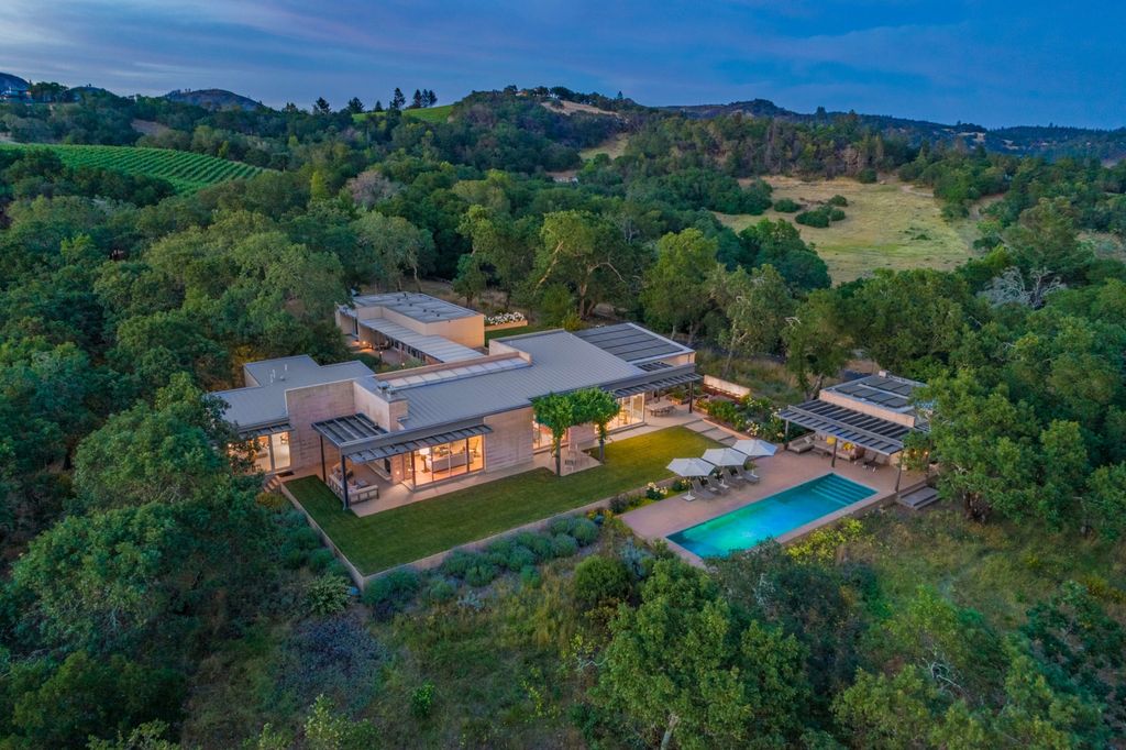 The Home in Sonoma is an architecturally significant estate with vineyard creates a harmonious convergence of nature now available for sale. This house located at 1861 Hale Rd, Sonoma, California