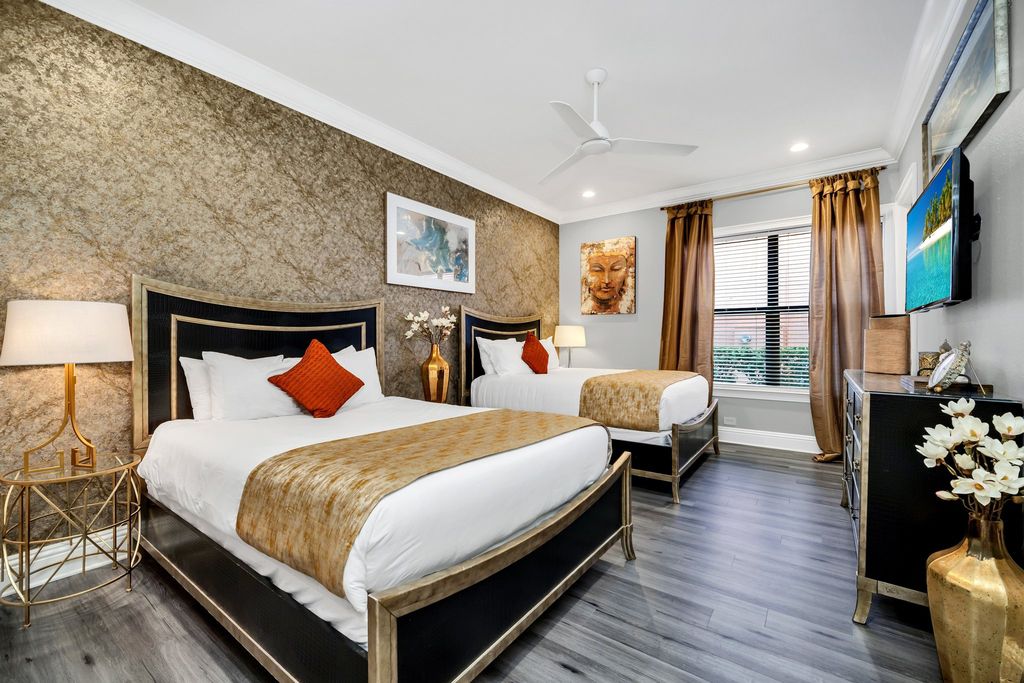 The Home in Reunion is a stunning fully furnished residence has an open contemporary floor plan which exudes luxury now available for sale. This home located at 521 Muirfield Loop, Reunion, Florida