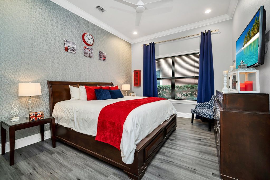 The Home in Reunion is a stunning fully furnished residence has an open contemporary floor plan which exudes luxury now available for sale. This home located at 521 Muirfield Loop, Reunion, Florida