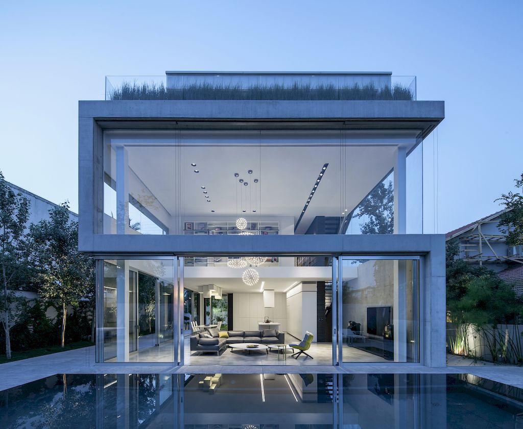 Concrete Cut house a Home of Concrete and Glass by Pitsou Kedem 22