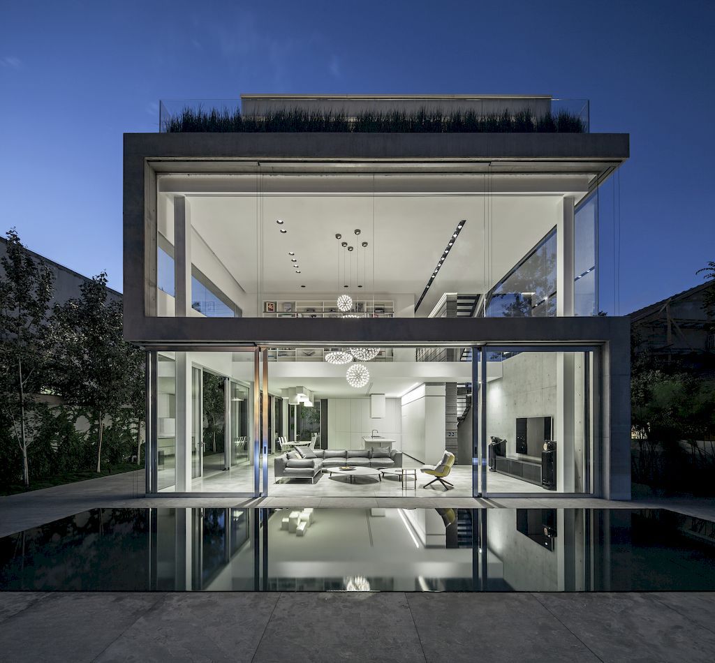 Concrete Cut house a Home of Concrete and Glass by Pitsou Kedem 26