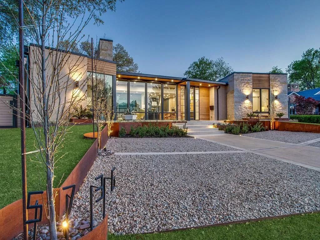 The Home in Dallas is a modern masterpiece features high-end luxury design and custom details including custom dry stacked stone, custom metal gutters, metal roof now available for sale. This home located at 5736 Stonegate Rd, Dallas, Texas