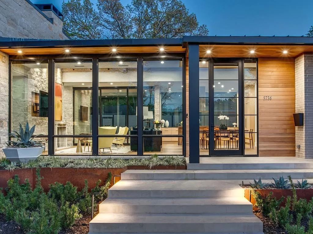 The Home in Dallas is a modern masterpiece features high-end luxury design and custom details including custom dry stacked stone, custom metal gutters, metal roof now available for sale. This home located at 5736 Stonegate Rd, Dallas, Texas