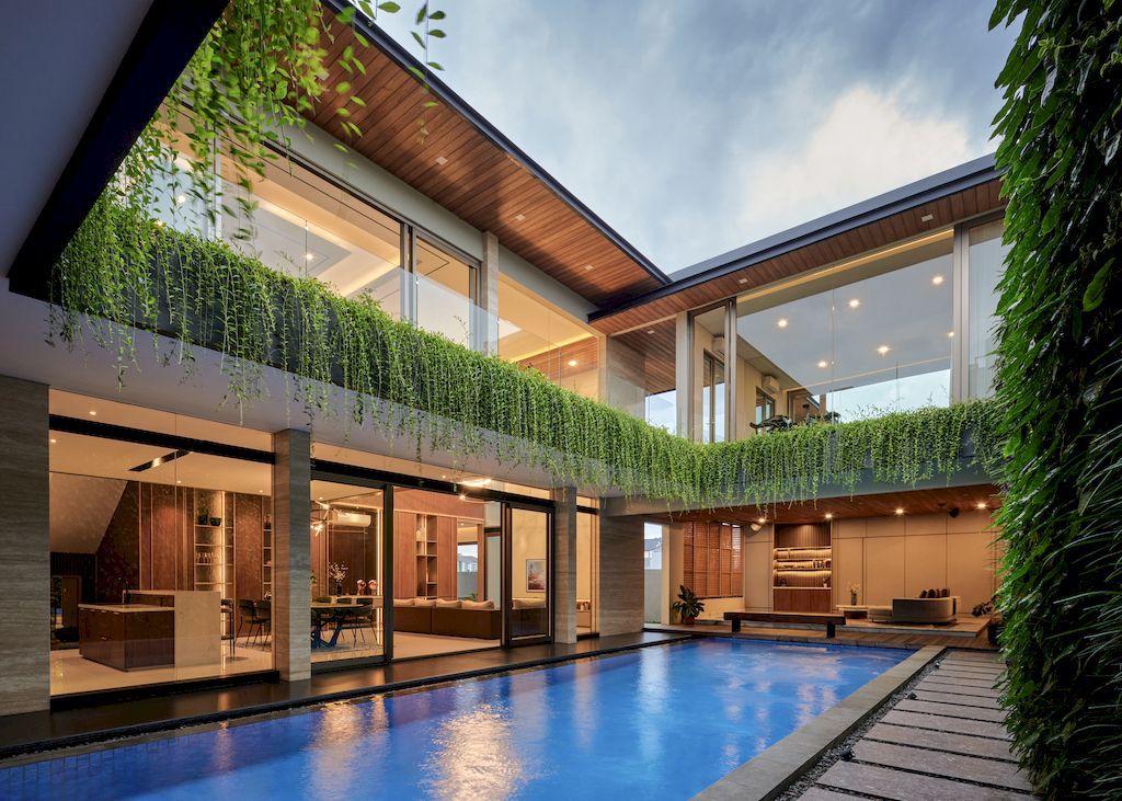 DJ House with tropical style modern architecture design by Rakta Studio 15