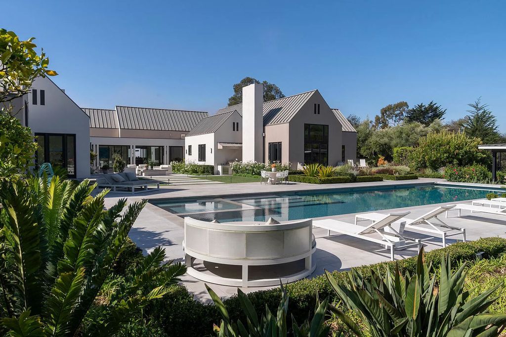 The Home in Santa Barbara is a stunning modern estate with newly constructed pool and spa, tennis court wit pavilion, vegetable gardens, firepit, stunning mountain, ocean and golf-course views now available for sale. This home located at 1850 Jelinda Dr, Santa Barbara, California