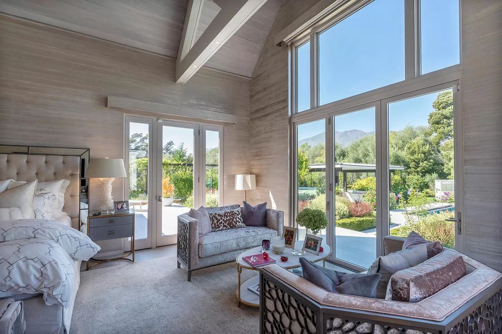 The Home in Santa Barbara is a stunning modern estate with newly constructed pool and spa, tennis court wit pavilion, vegetable gardens, firepit, stunning mountain, ocean and golf-course views now available for sale. This home located at 1850 Jelinda Dr, Santa Barbara, California