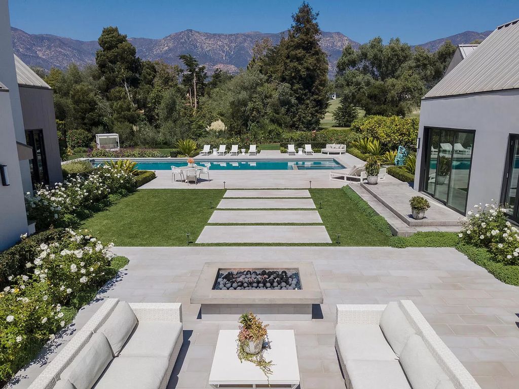 The Home in Santa Barbara is a stunning modern estate with newly constructed pool and spa, tennis court wit pavilion, vegetable gardens, firepit, stunning mountain, ocean and golf-course views now available for sale. This home located at 1850 Jelinda Dr, Santa Barbara, California