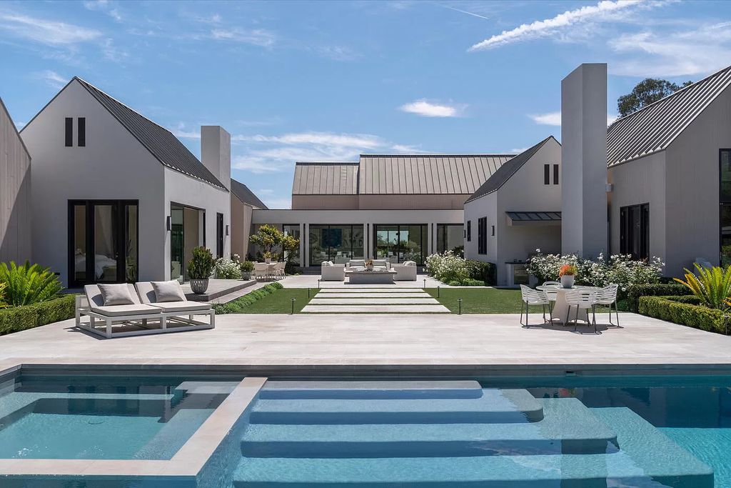 The Home in Santa Barbara is a stunning modern estate with newly constructed pool and spa, tennis court wit pavilion, vegetable gardens, firepit, stunning mountain, ocean and golf-course views now available for sale. This home located at 1850 Jelinda Dr, Santa Barbara, California