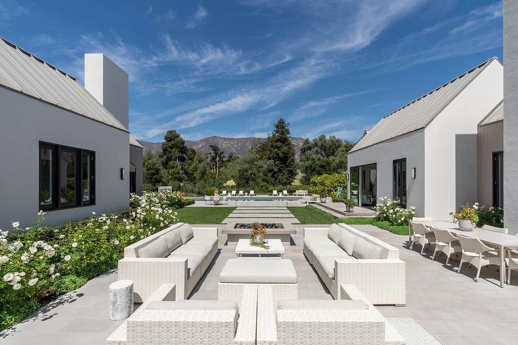 The Home in Santa Barbara is a stunning modern estate with newly constructed pool and spa, tennis court wit pavilion, vegetable gardens, firepit, stunning mountain, ocean and golf-course views now available for sale. This home located at 1850 Jelinda Dr, Santa Barbara, California