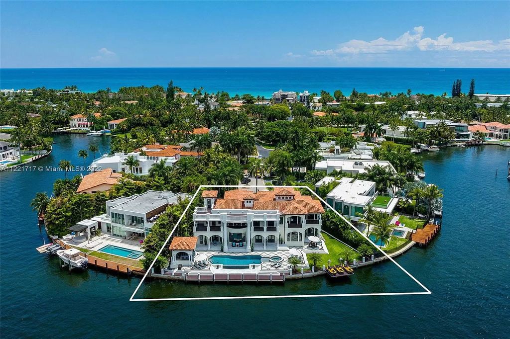 The Home in Golden Beach is an ultra-lavish waterfront palatial estate is set behind private gates at the end of a cul de sac now available for sale. This home located at 498 North Pkwy, Golden Beach, Florida