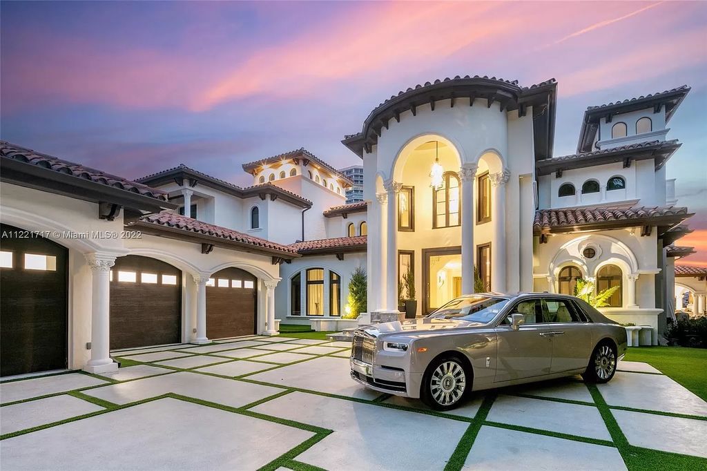 The Home in Golden Beach is an ultra-lavish waterfront palatial estate is set behind private gates at the end of a cul de sac now available for sale. This home located at 498 North Pkwy, Golden Beach, Florida