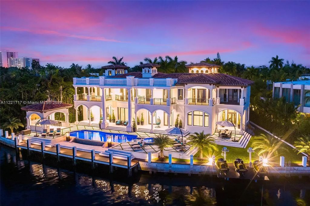 The Home in Golden Beach is an ultra-lavish waterfront palatial estate is set behind private gates at the end of a cul de sac now available for sale. This home located at 498 North Pkwy, Golden Beach, Florida