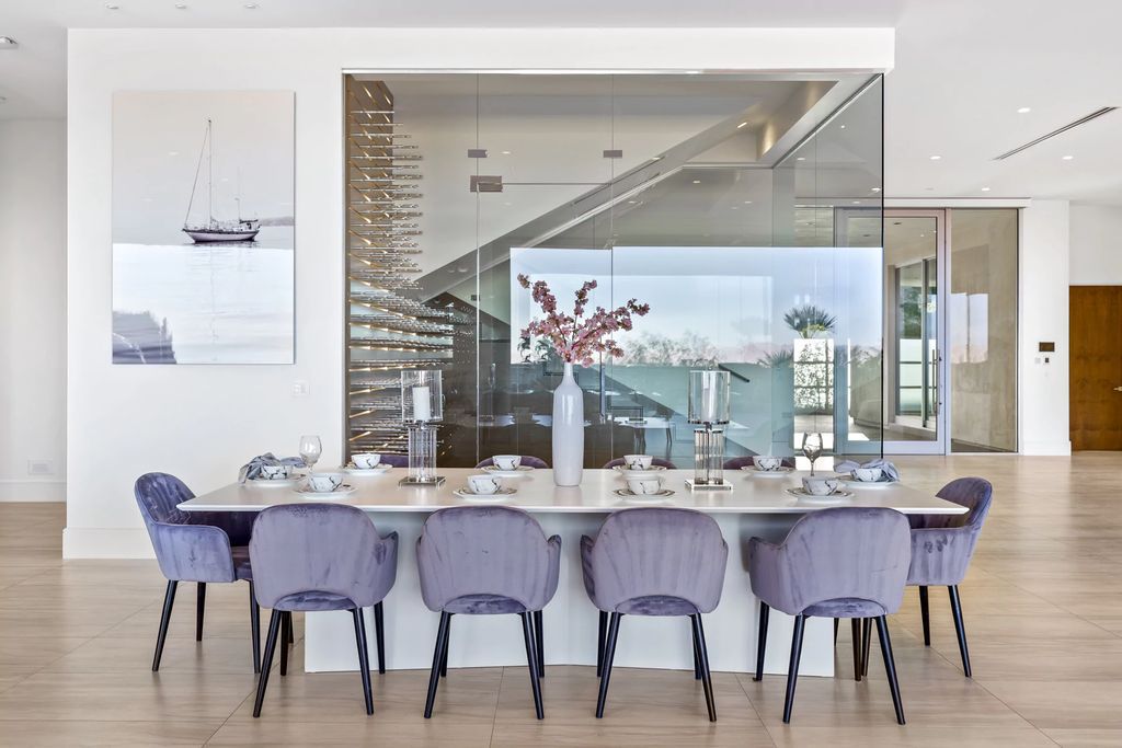 The Masterpiece in Las Vegas, a stunning contemporary home majestically perched within the prestigious guard-gated Spanish Hills offering some of the best Las Vegas Strip views. This home located at 5198 Scenic Ridge Dr, Las Vegas, Nevada.