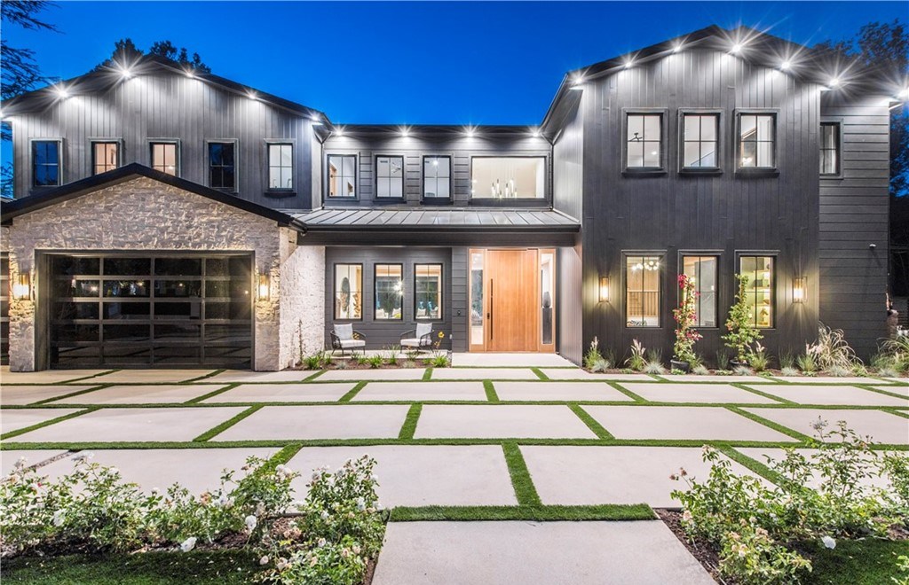 The Farmhouse in Encino, Exquisite new construction gated estate in the coveted enclave of Royal Oaks neighborhood with the sprawling grounds featuring a sparkling pool & spa, sports court, spacious elevated patio, grass area. This home located at 15825 Woodvale Rd, Encino, California