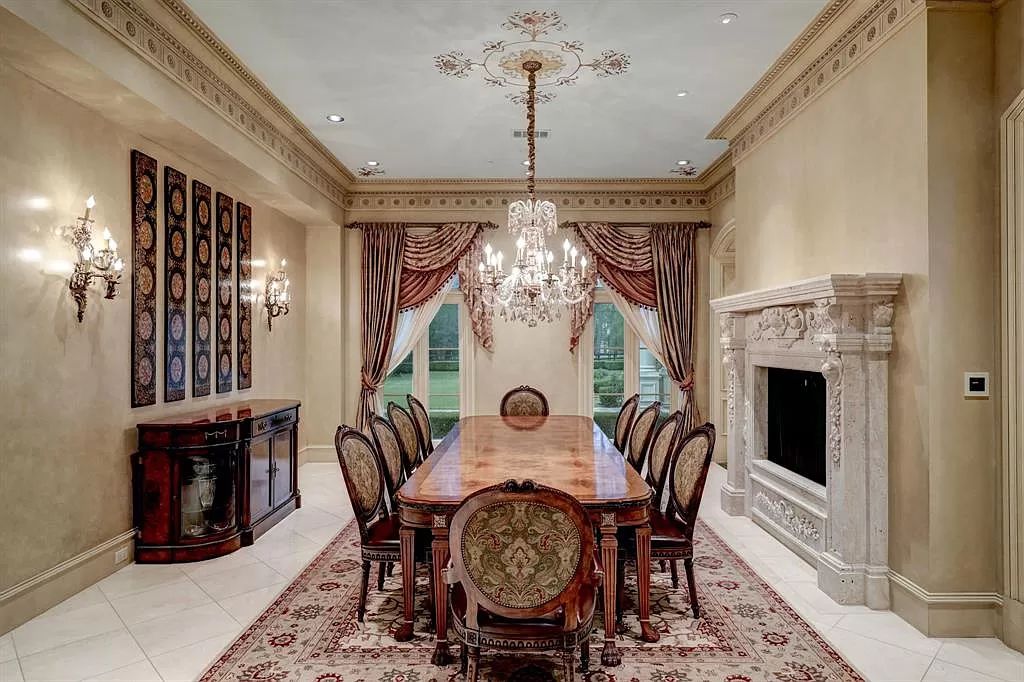 The Masterpiece in Houston, a memorial estate showcases cohesive French design elements blending rustic textures and bold materials. This home located at 705 Kuhlman Rd, Houston, Texas.