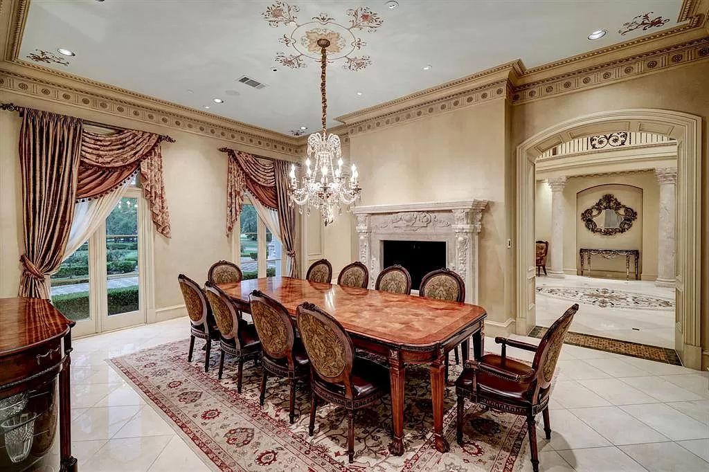 The Masterpiece in Houston, a memorial estate showcases cohesive French design elements blending rustic textures and bold materials. This home located at 705 Kuhlman Rd, Houston, Texas.