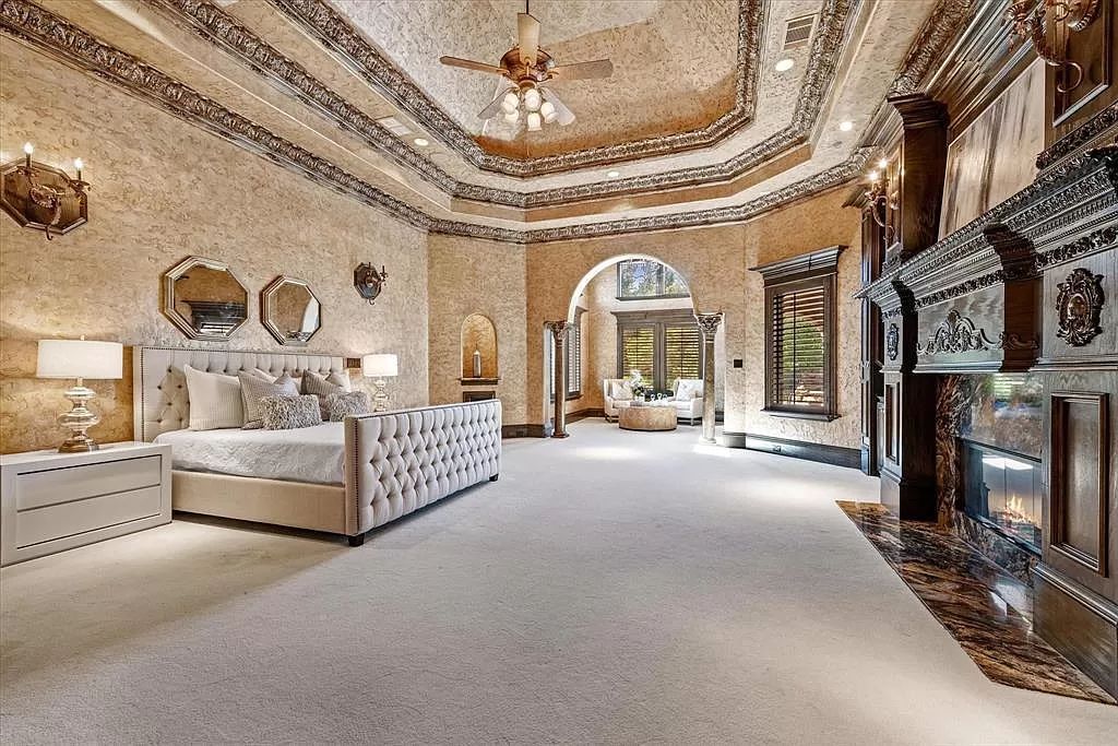 The Estate in Southlake, a castle-like residence blends old world appeal with a modern layout featuring breathtaking ceiling treatments and hand-carved moldings is now available for sale. This home located at 3716 N White Chapel Blvd, Southlake, Texas