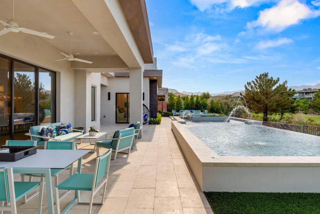 The Home in Las Vegas, a dramatic custom masterpiece with panoramic Red Rock Conservation views defines modern sophistication with sleek timeless finishes is now available for sale. This house located at 74 Meadowhawk Ln, Las Vegas, Nevada