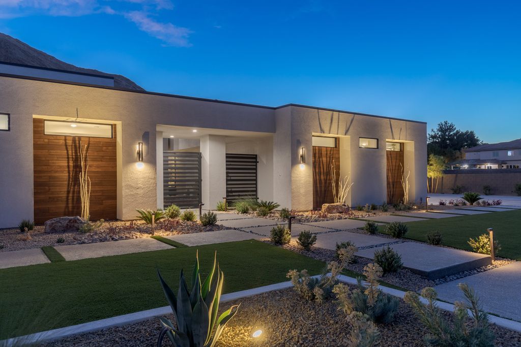 The Home in Las Vegas is a Brand new modern single-story dream compound within minutes from the Lone Mountain regional and equestrian park and the shops at Downtown Summerlin now available for sale. This home located at 4261 N Grand Canyon Dr, Las Vegas, Nevada