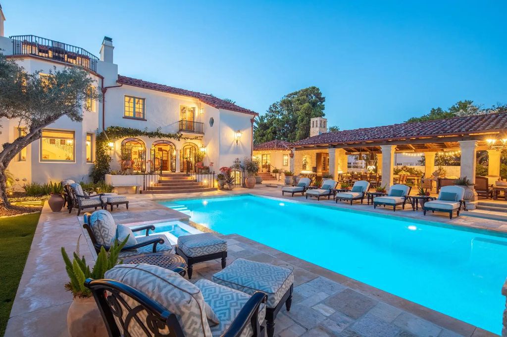The Estate in Coronado, a historical landmark sits on a palm-lined promenade offering state-of-the-art amenities for optimal luxury living space, 100-year-old rustic olive trees, three fountains, a putting green, secret garden is now available for sale. This home located at 1127 F Ave, Coronado, California