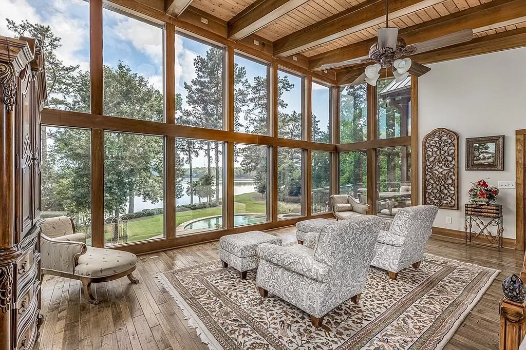 The Home in Columbus is a luxurious home with spectacular water views from almost every room, now available for sale. This home located at 6045 Round Hill Ct, Columbus, Georgia