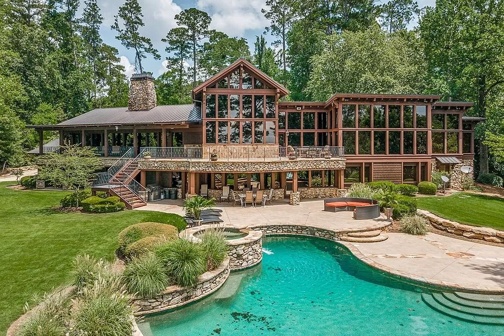 The Home in Columbus is a luxurious home with spectacular water views from almost every room, now available for sale. This home located at 6045 Round Hill Ct, Columbus, Georgia