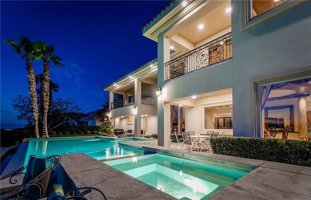 The Home in Henderson, an elegant Terracina estate with classic finishes in a prestigious guard-gated community offers panoramic mountain, sprawling golf course, city, and Strip views is now available for sale. This home located at 2608 Ragusa Ct, Henderson, Nevada