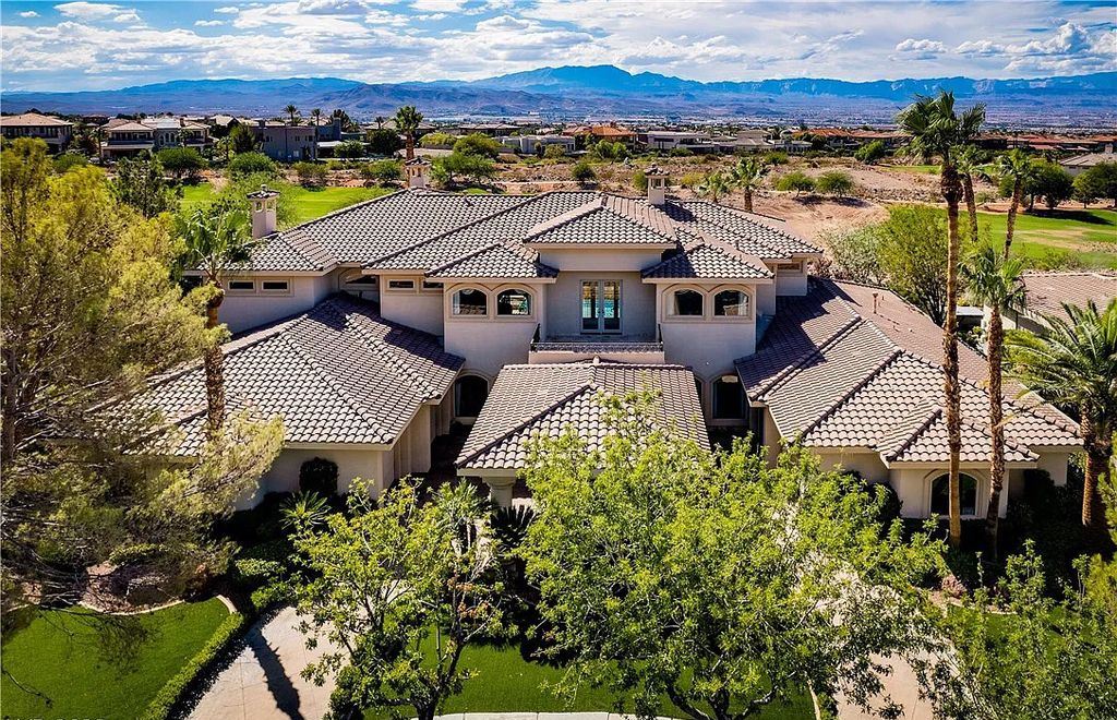 The Home in Henderson, an elegant Terracina estate with classic finishes in a prestigious guard-gated community offers panoramic mountain, sprawling golf course, city, and Strip views is now available for sale. This home located at 2608 Ragusa Ct, Henderson, Nevada