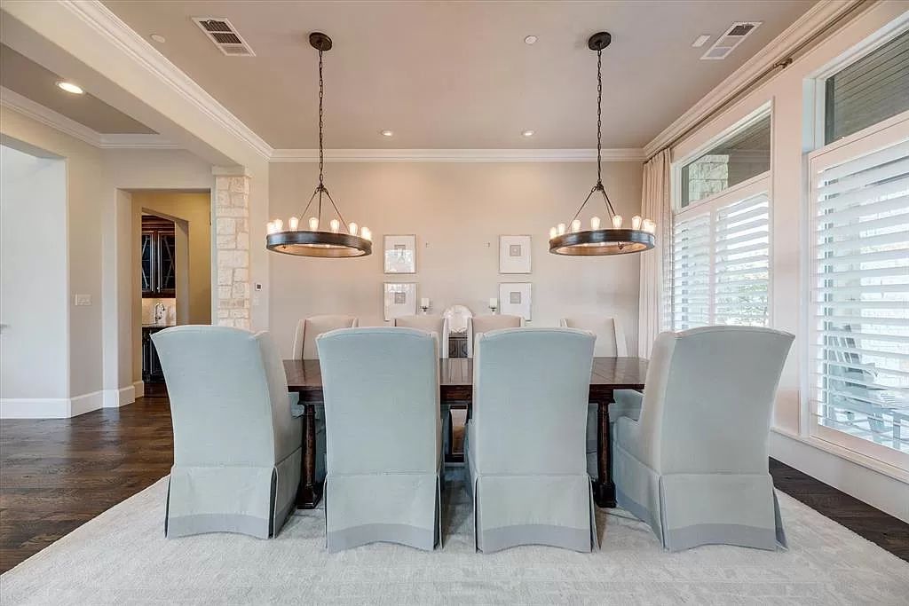 The Home in Flower Mound, a prominent 2 acre estate nestled in the gated and guarded neighborhood of Chateau de lac offering an impressive outdoor living and a picturesque entryway is now available for sale. This house located at 1901 Genevieve Ct, Flower Mound, Texas