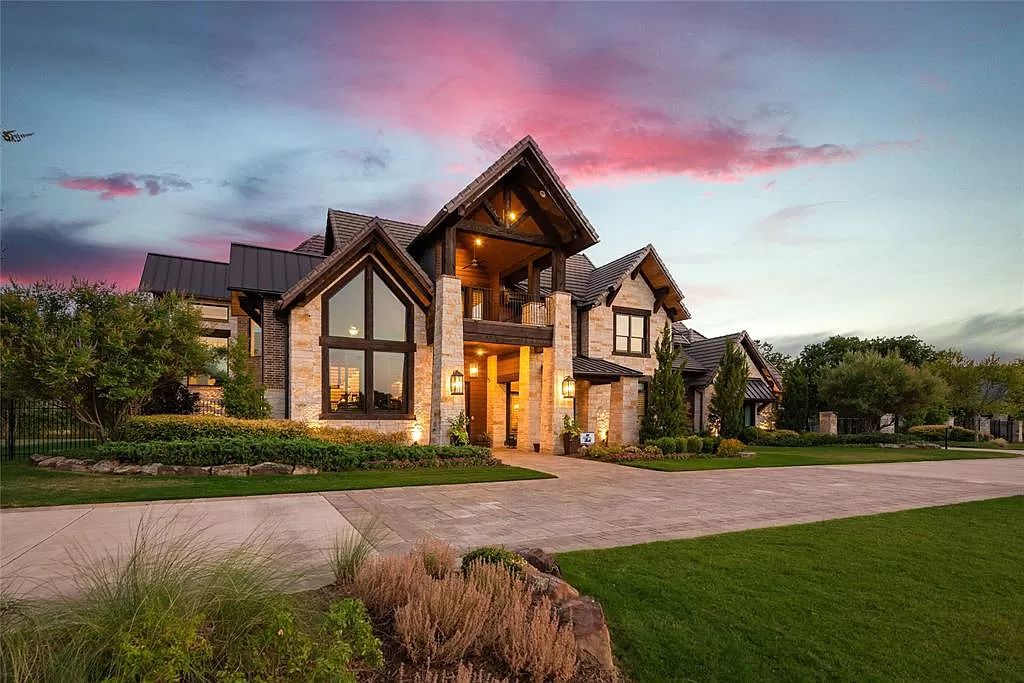 The Home in Flower Mound, a prominent 2 acre estate nestled in the gated and guarded neighborhood of Chateau de lac offering an impressive outdoor living and a picturesque entryway is now available for sale. This house located at 1901 Genevieve Ct, Flower Mound, Texas