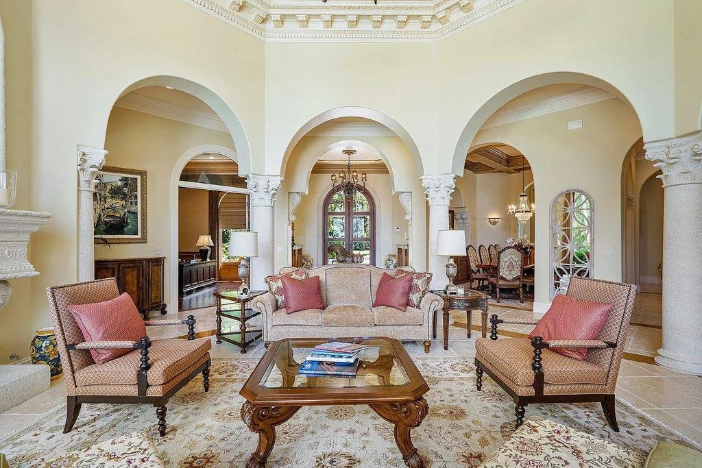 The Property in Jupiter, a magnificent Mediterranean inspired home with incredible water views, custom inlays of all ceilings, and an inviting well thought out floor plan is now available for sale. This home located at 317 Old Jupiter Beach Rd, Jupiter, Florida