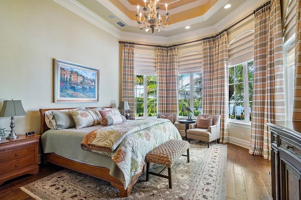 The Property in Jupiter, a magnificent Mediterranean inspired home with incredible water views, custom inlays of all ceilings, and an inviting well thought out floor plan is now available for sale. This home located at 317 Old Jupiter Beach Rd, Jupiter, Florida
