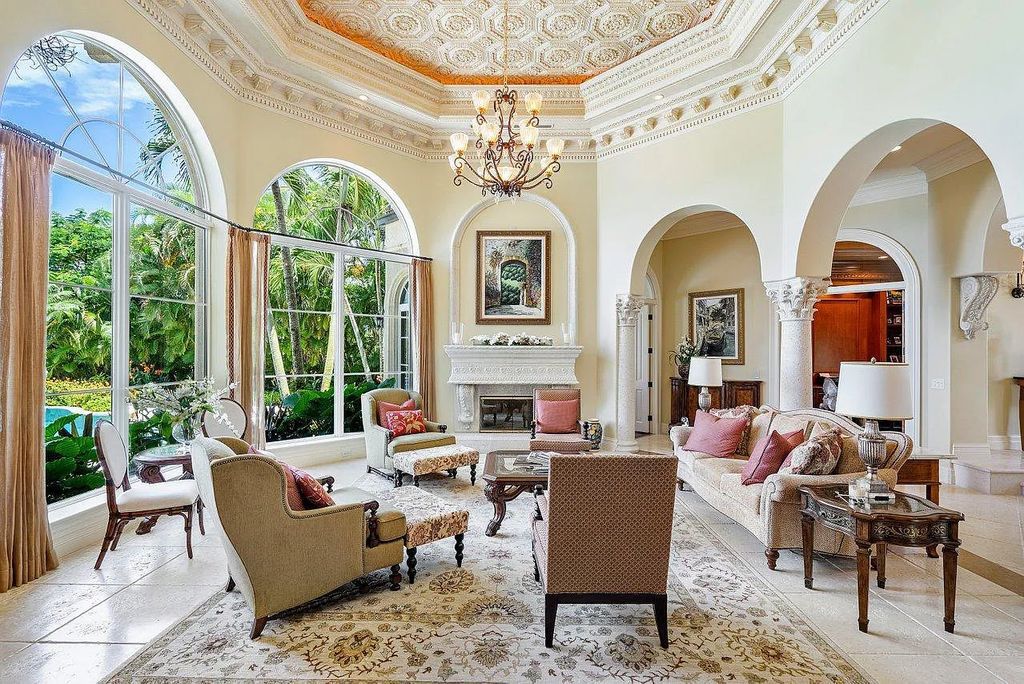 The Property in Jupiter, a magnificent Mediterranean inspired home with incredible water views, custom inlays of all ceilings, and an inviting well thought out floor plan is now available for sale. This home located at 317 Old Jupiter Beach Rd, Jupiter, Florida