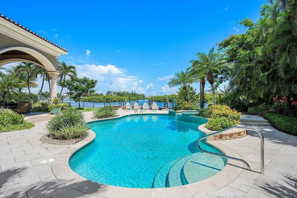 The Property in Jupiter, a magnificent Mediterranean inspired home with incredible water views, custom inlays of all ceilings, and an inviting well thought out floor plan is now available for sale. This home located at 317 Old Jupiter Beach Rd, Jupiter, Florida