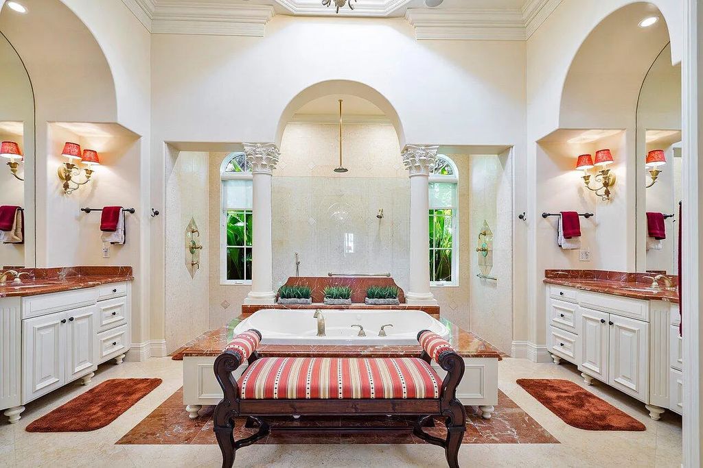The Property in Jupiter, a magnificent Mediterranean inspired home with incredible water views, custom inlays of all ceilings, and an inviting well thought out floor plan is now available for sale. This home located at 317 Old Jupiter Beach Rd, Jupiter, Florida