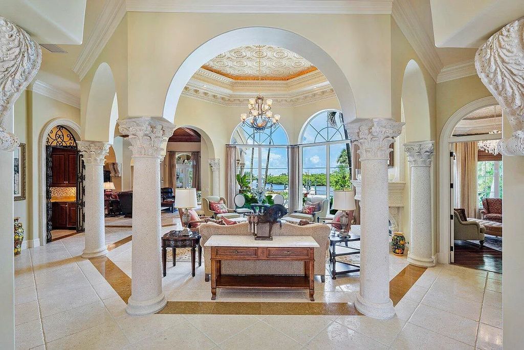 The Property in Jupiter, a magnificent Mediterranean inspired home with incredible water views, custom inlays of all ceilings, and an inviting well thought out floor plan is now available for sale. This home located at 317 Old Jupiter Beach Rd, Jupiter, Florida
