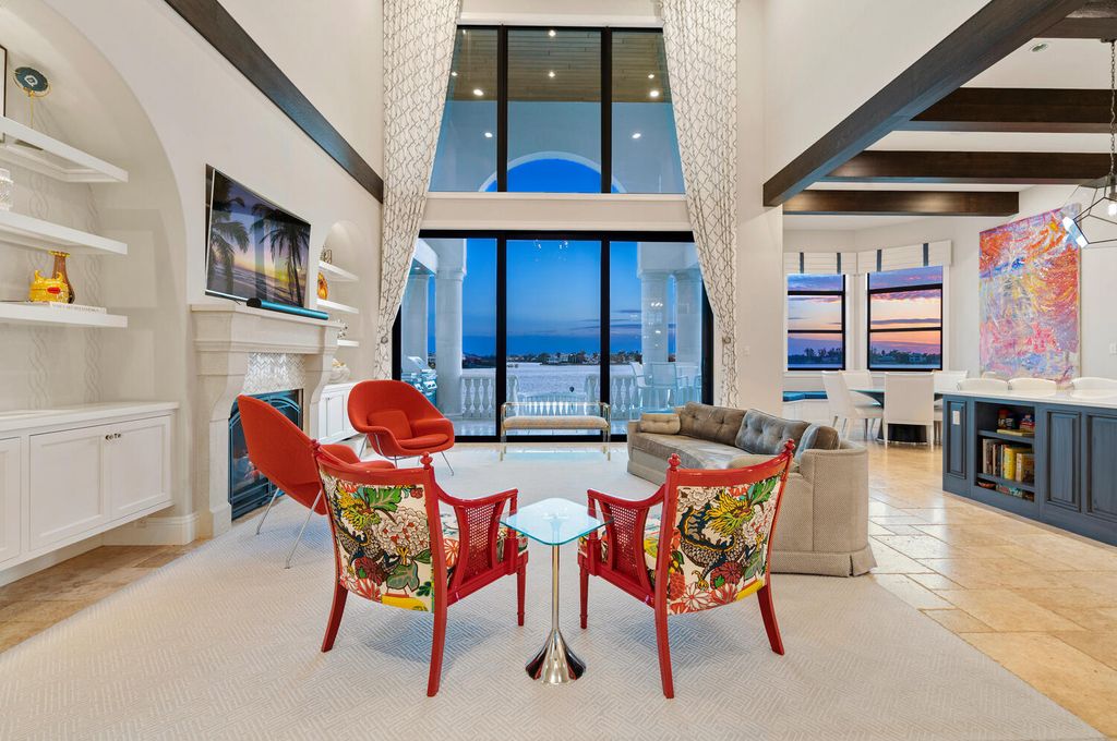 7350 Captain Kidd Ave, Sarasota, Florida is an amazing bay front estate accentuates a light and bright designer open floor plan which effortlessly blends architectural character with a modern look.