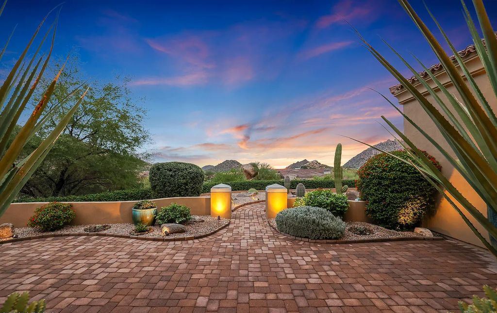 The Home in Scottsdale, a custom estate sitting on 2.78 acres in gated Sonoran Crest with details including box-beam, coffered and groin vault ceiling details, travertine stone flooring, granite counter surfaces, richly stained wood doors, trim, and cabinetry, a split floor plan and so much more is now available for sale. This home located at 24375 N 121st Pl, Scottsdale, Arizona