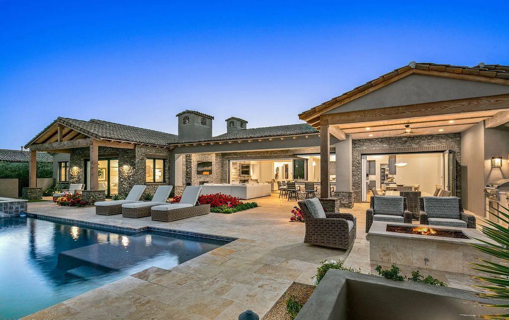 The Home in Scottsdale, a nearly brand new modern farmhouse was upgraded both inside and out set on the beautiful 10th fairway of the award winning Mirabel Club community's Tom Fazio designed golf course is now available for sale. This home located at 36931 N 102nd Pl, Scottsdale, Arizona