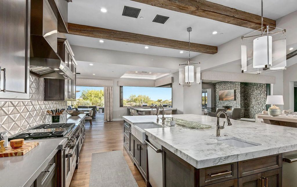 The Home in Scottsdale, a nearly brand new modern farmhouse was upgraded both inside and out set on the beautiful 10th fairway of the award winning Mirabel Club community's Tom Fazio designed golf course is now available for sale. This home located at 36931 N 102nd Pl, Scottsdale, Arizona