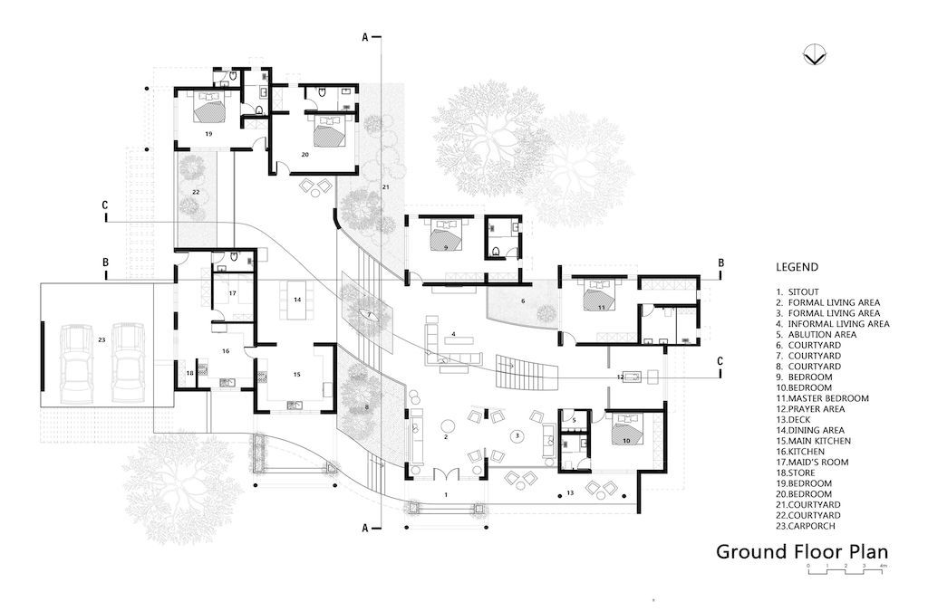 Contour House, spacious & comfort home by Archimatrix India Associates