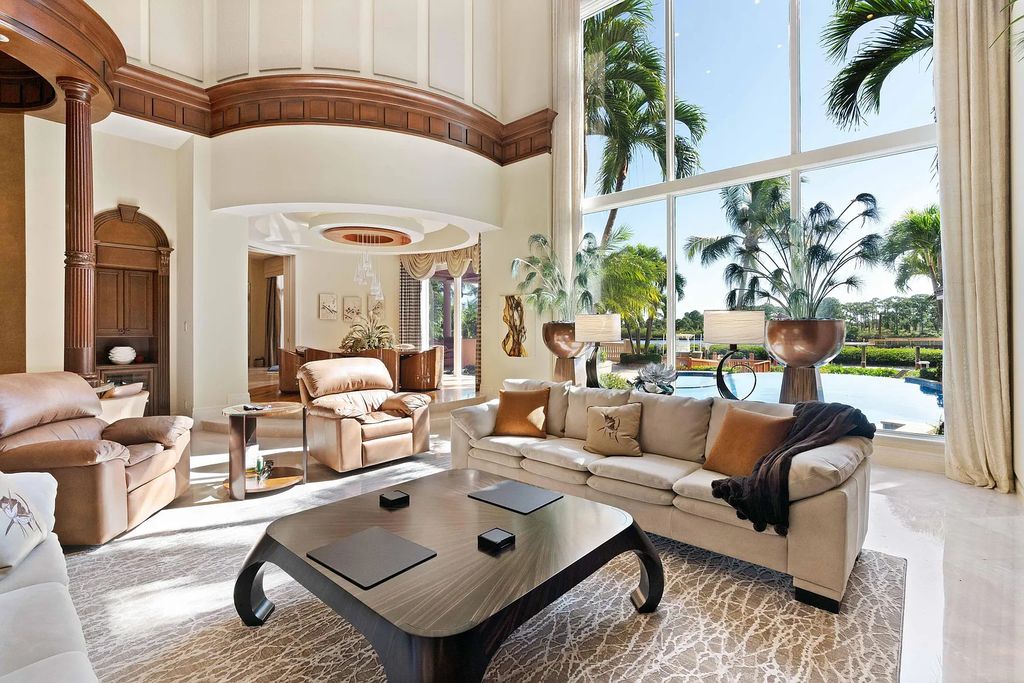 The Estate in Jupiter, an intracoastal masterpiece in The Club of Admirals Cove was executed by the talents of the design team of Affiniti Architechts, Parker-Yannette Landscape, Decorators Unlimited and Turtle Beach Construction is now available for sale. This home located at 192 Spyglass Ct, Jupiter, Florida