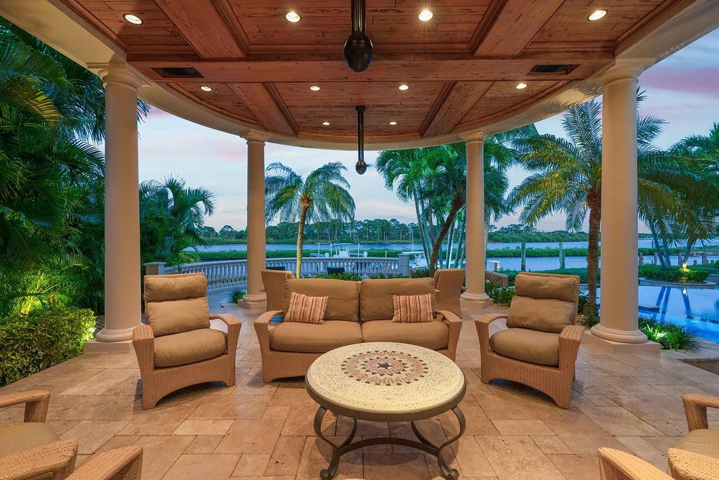 The Estate in Jupiter, an intracoastal masterpiece in The Club of Admirals Cove was executed by the talents of the design team of Affiniti Architechts, Parker-Yannette Landscape, Decorators Unlimited and Turtle Beach Construction is now available for sale. This home located at 192 Spyglass Ct, Jupiter, Florida