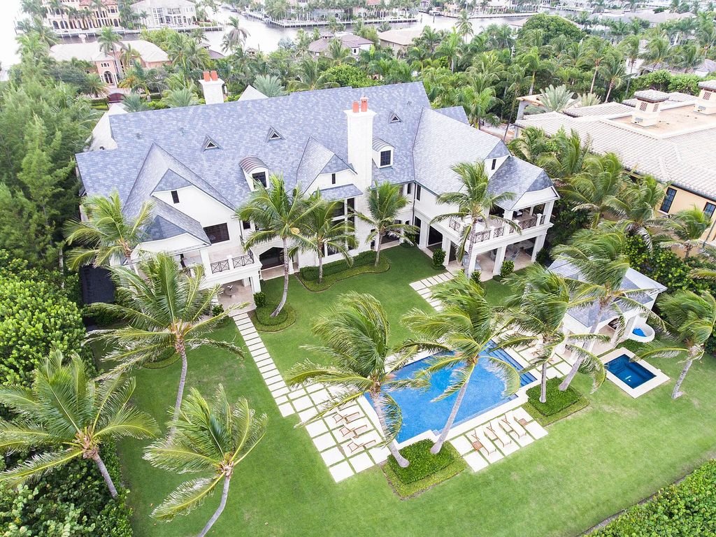 The Mansion in Highland Beach, a trophy property delivers over 150 feet of private manicured beachfront  on nearly 2 acres featuring modern French-Eclectic architecture, transitional interiors is now available for sale. This home located at 2455 S Ocean Blvd, Highland Beach, Florida