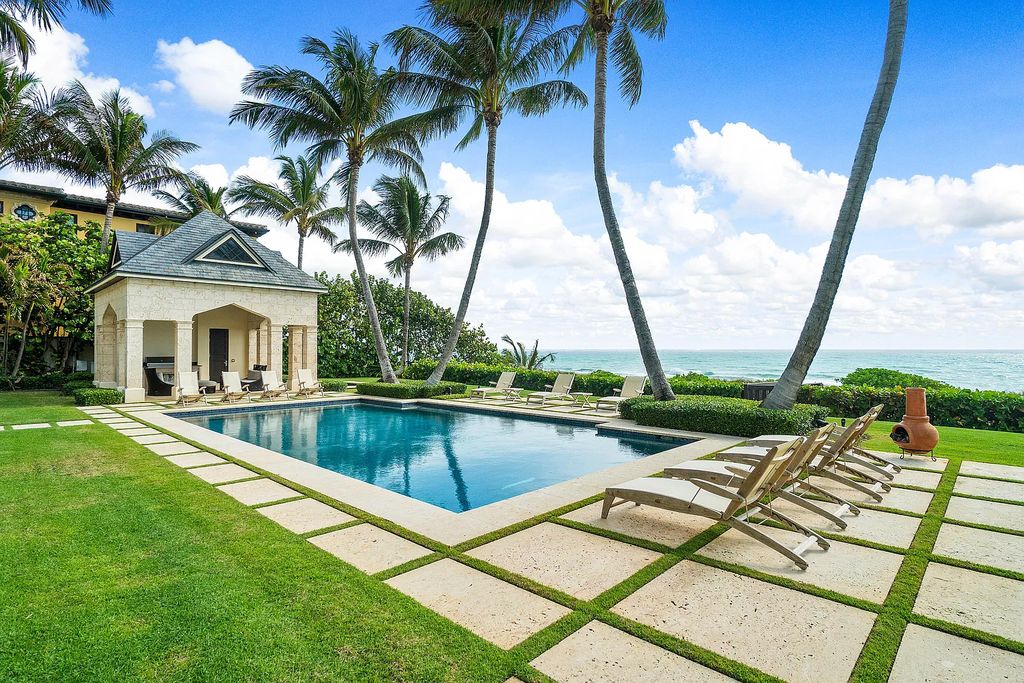 The Mansion in Highland Beach, a trophy property delivers over 150 feet of private manicured beachfront  on nearly 2 acres featuring modern French-Eclectic architecture, transitional interiors is now available for sale. This home located at 2455 S Ocean Blvd, Highland Beach, Florida