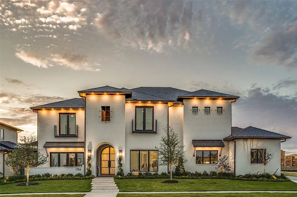 The Home in Frisco, a gorgeous corner lot residence in the heart of Frisco Hills of Kingwood gated community with spacious living areas, gourmet kitchen, spacious rooms, decorative lighting, media room, game room, vaulted ceilings is now available for sale. This house located at 1784 Hidalgo Ln, Frisco, Texas
