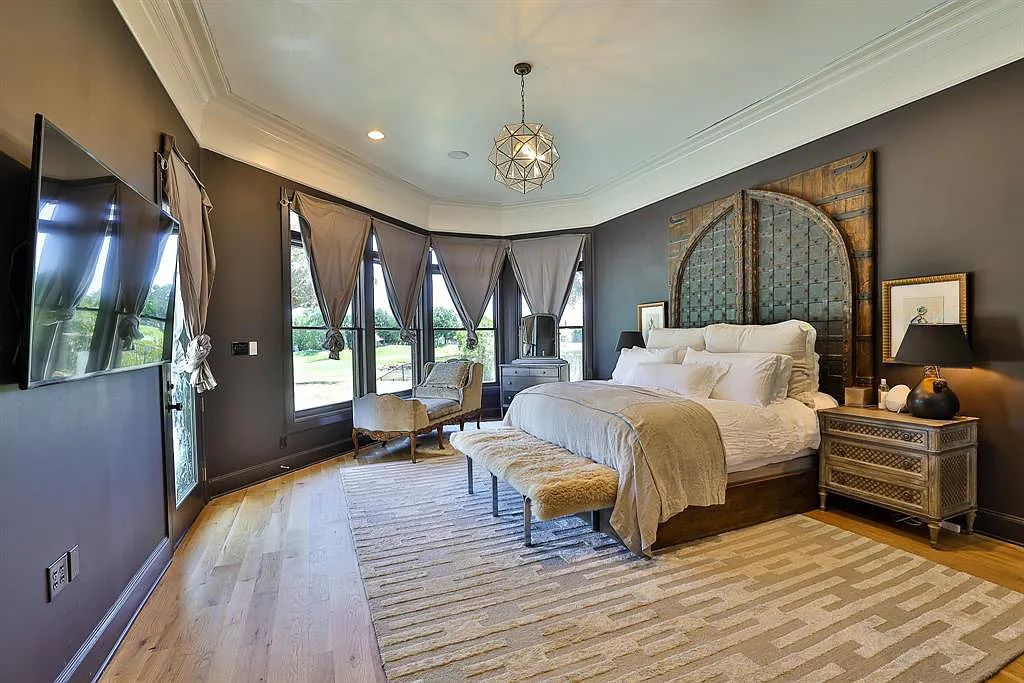 5801 Cypress Point Dr, Fort Worth, Texas is stunning remodeled estate in guarded and gated Mira Vista community on a cul-de-sac lot overlooking the 7th tee box, green and lake.