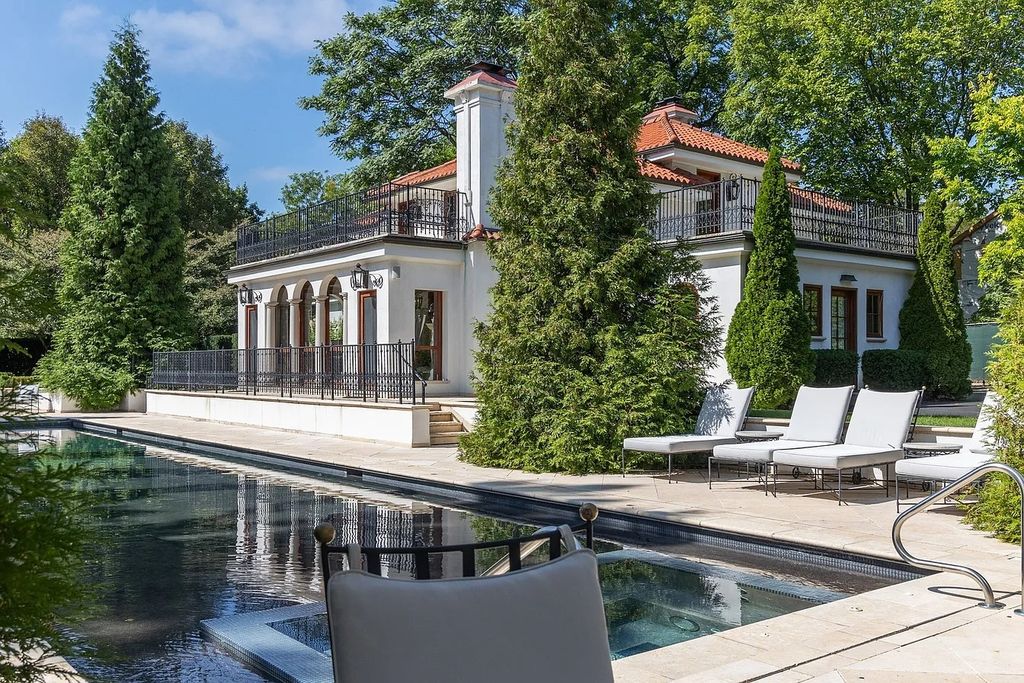 The Villa in Winnetka features incredible manicured resort level grounds accented with a full 2 story cabana house, now available for sale. This home located at 445 Sheridan Rd, Winnetka, Illinois